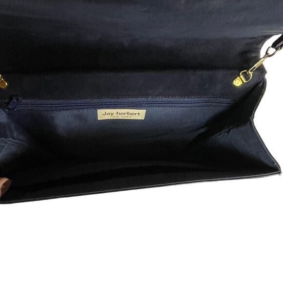 Jay Herbert Vintage Blue Envelope Clutch Shoulder Bag‎ Purse 80s Classic - Picture 5 of 8